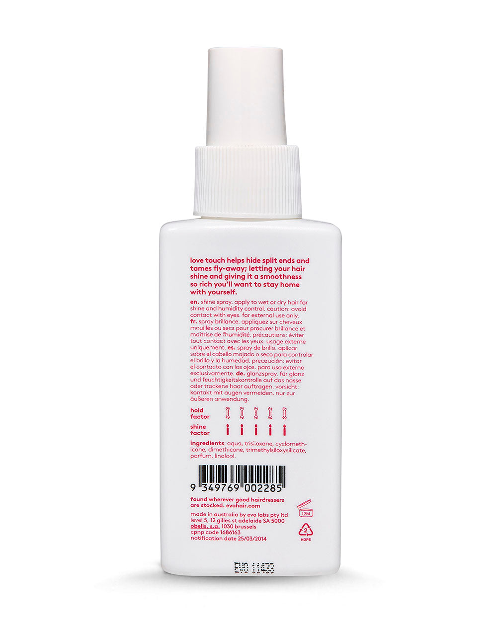 evo Love Touch Shine Spray 100ml