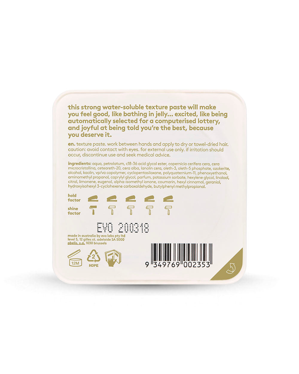 evo Box O' Bollox Texture Paste 90g - New