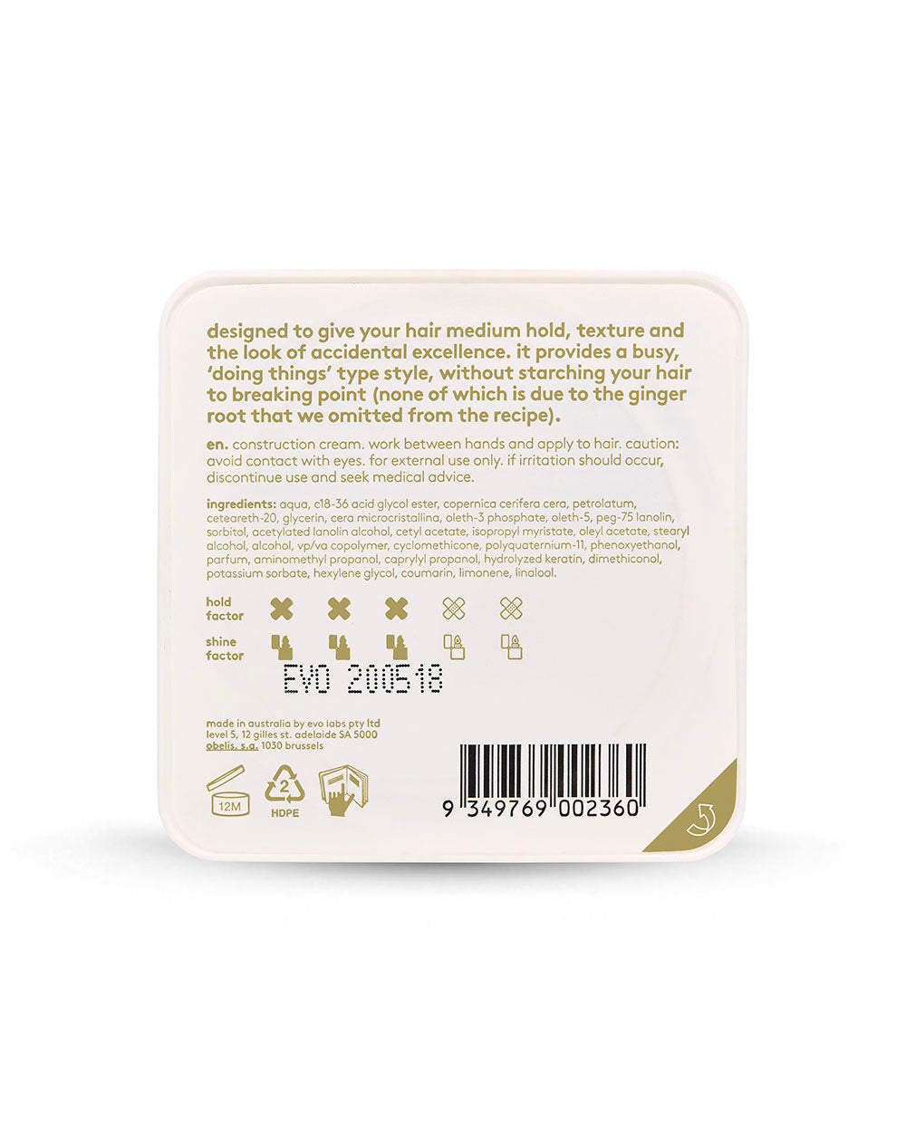 evo Crop Strutters Construction Cream 90g - New